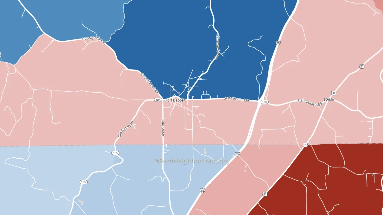 Fort Deposit, AL block-group political-lean map