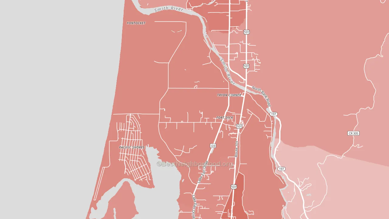 Fort Dick, CA block-group political-lean map