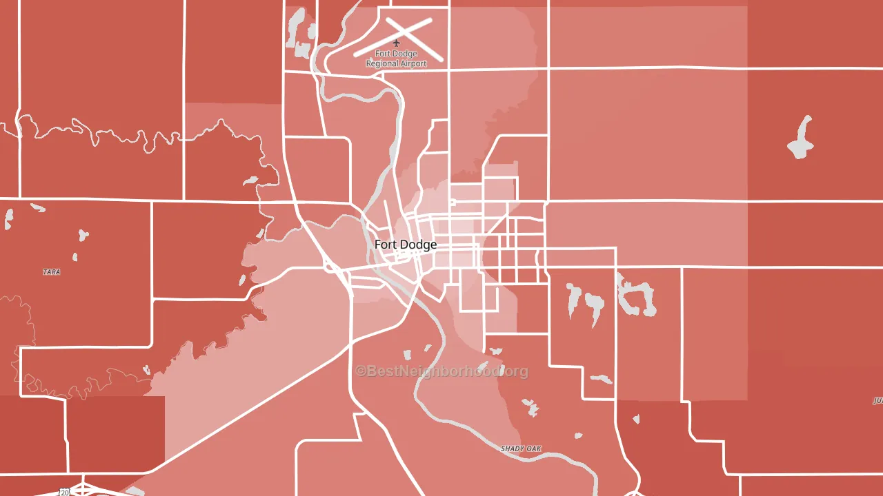 Fort Dodge, IA block-group political-lean map