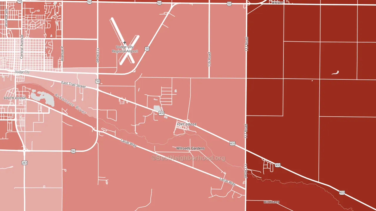 Fort Dodge, KS block-group political-lean map