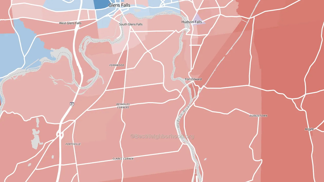 Fort Edward, NY block-group political-lean map