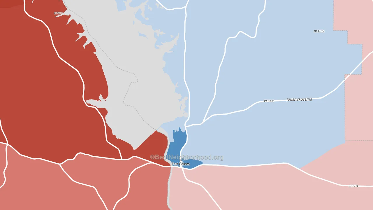 Fort Gaines, GA block-group political-lean map