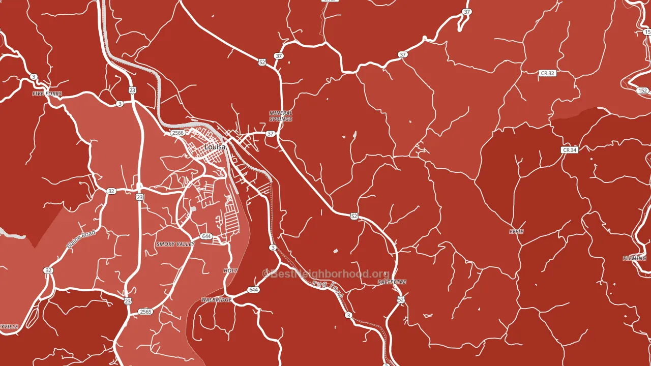 Fort Gay, WV block-group political-lean map
