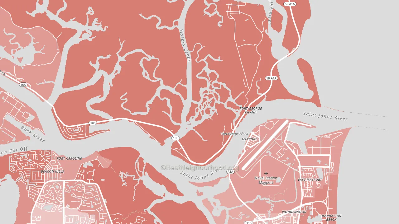 Fort George Island, FL block-group political-lean map