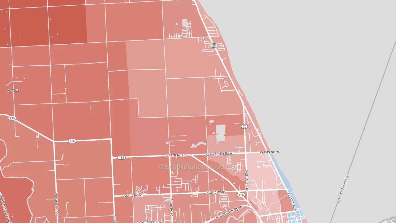 Fort Gratiot, MI block-group political-lean map