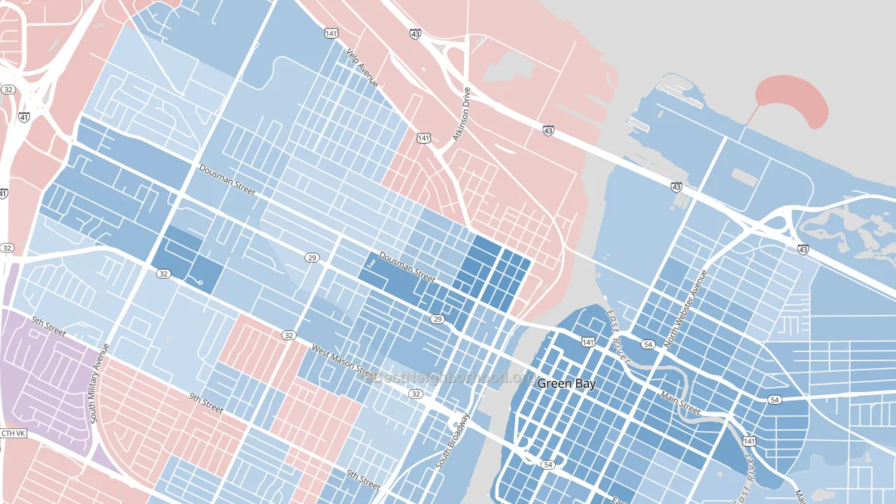 Fort Howard, Green Bay, WI block-group political-lean map