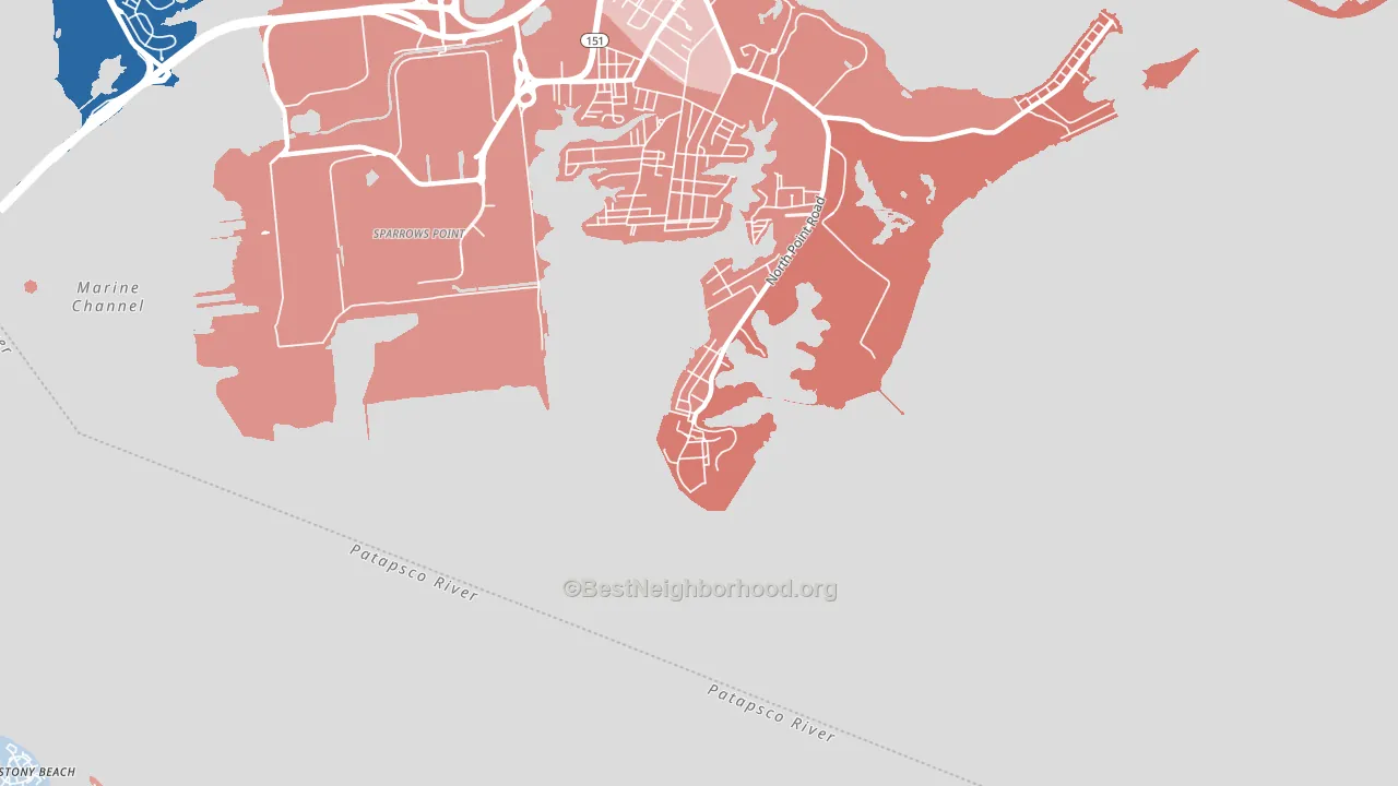 Fort Howard, MD block-group political-lean map