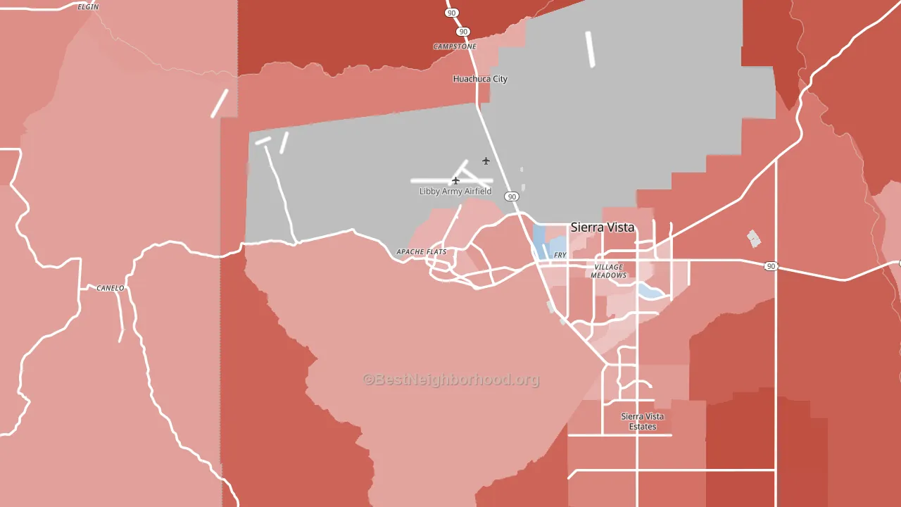Fort Huachuca, AZ block-group political-lean map