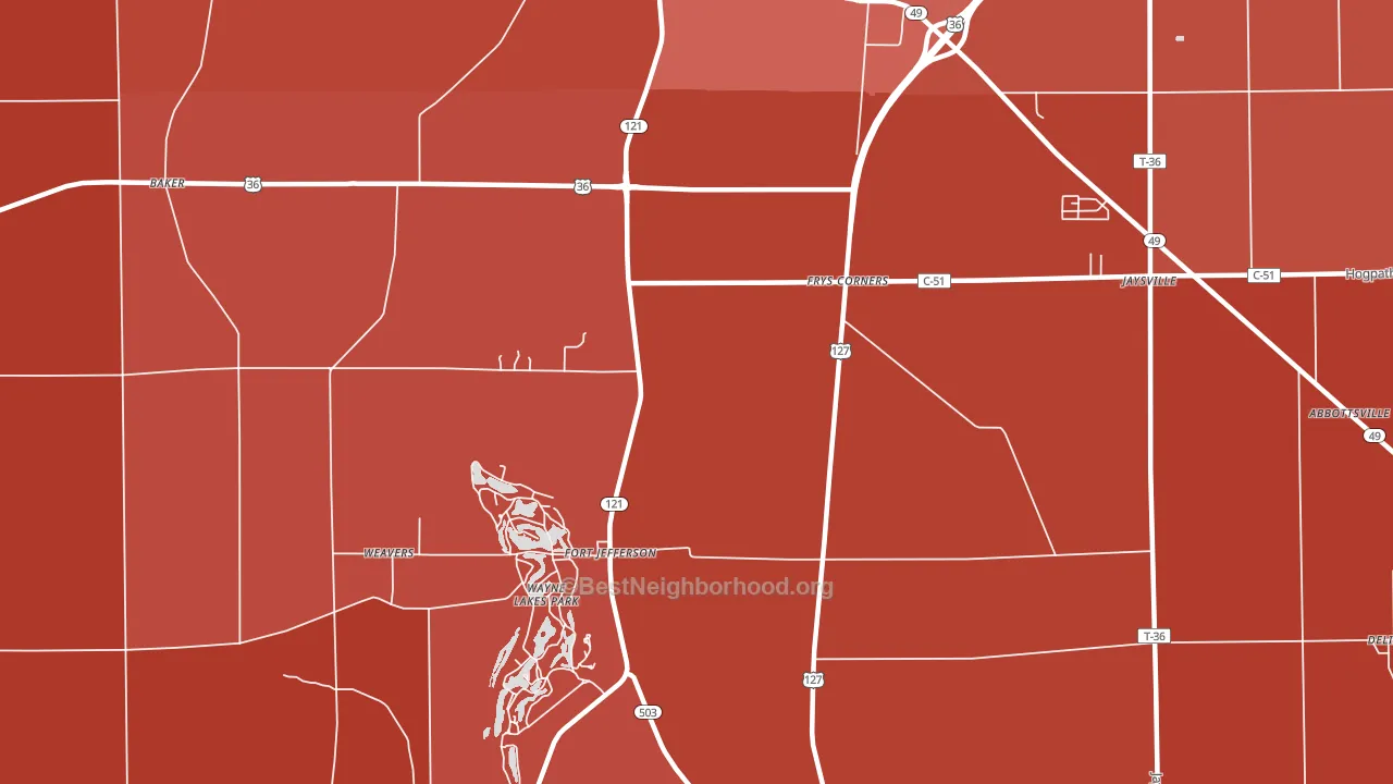 Fort Jefferson, OH block-group political-lean map