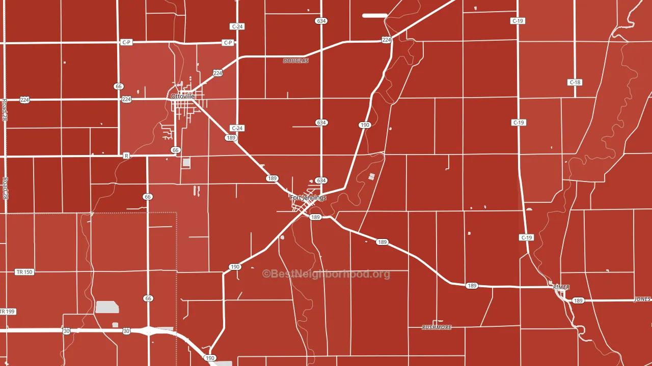 Fort Jennings, OH block-group political-lean map