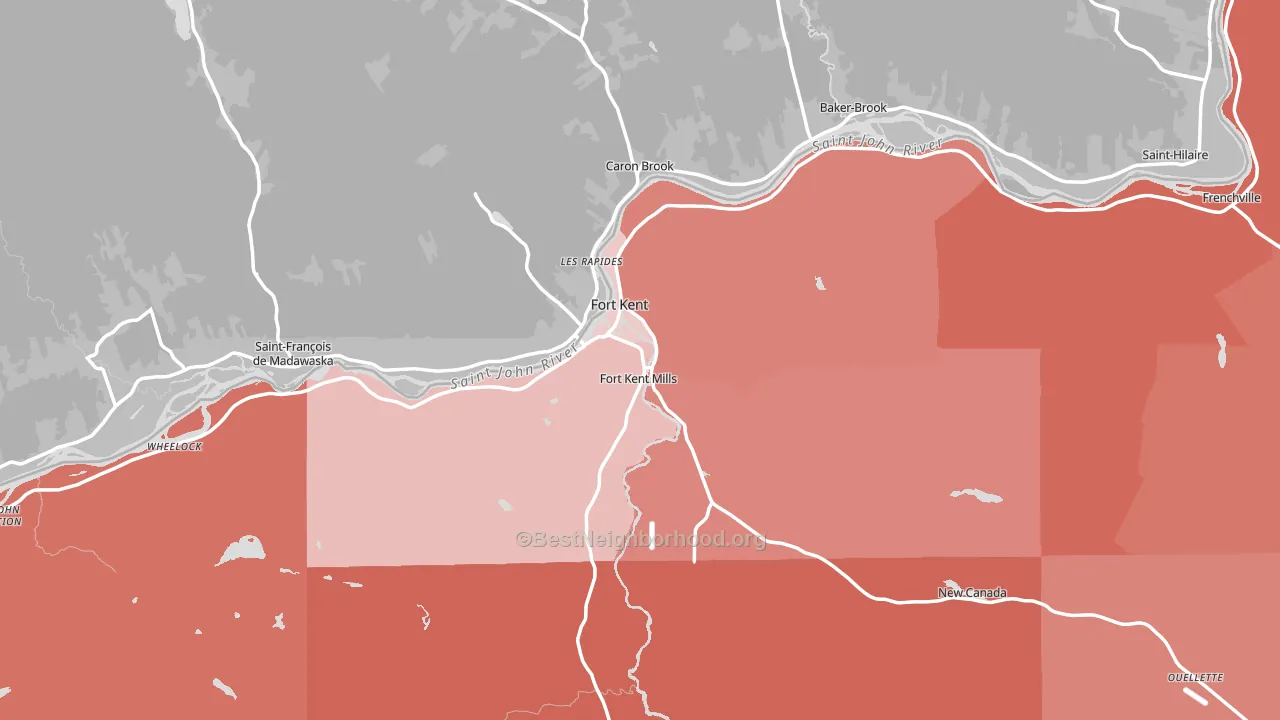 Fort Kent, ME block-group political-lean map