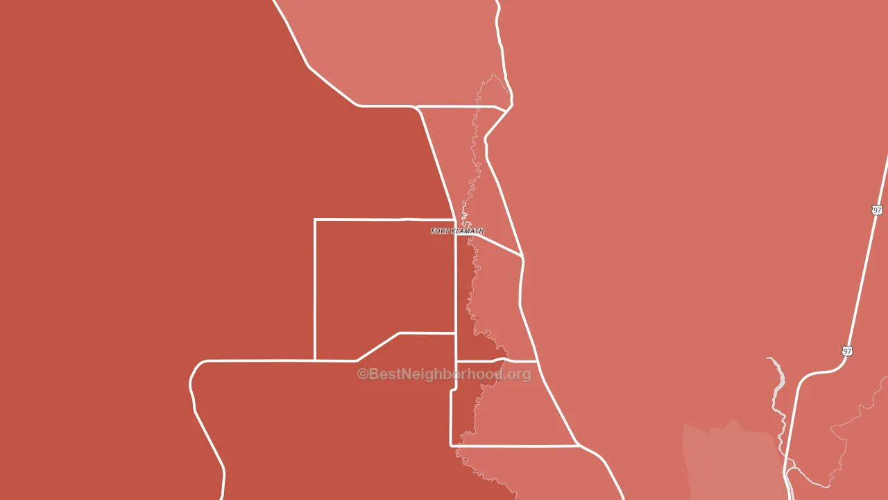 Fort Klamath, OR block-group political-lean map