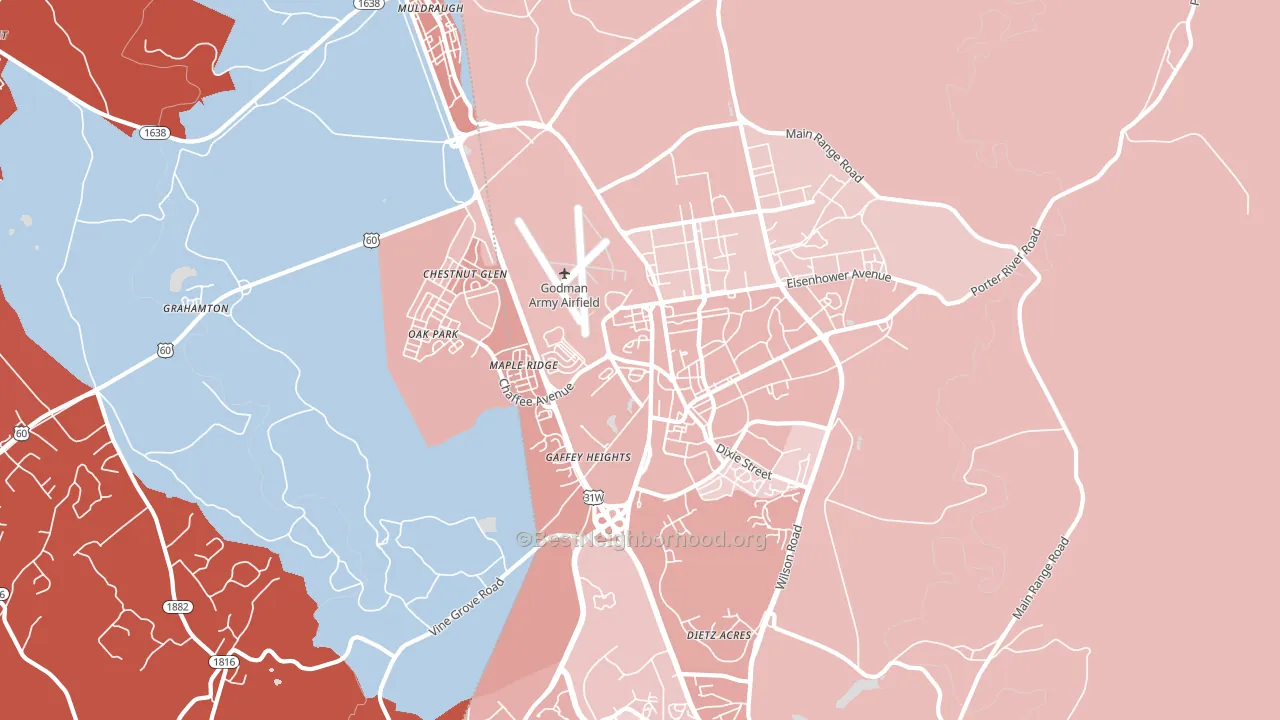 Fort Knox, KY block-group political-lean map