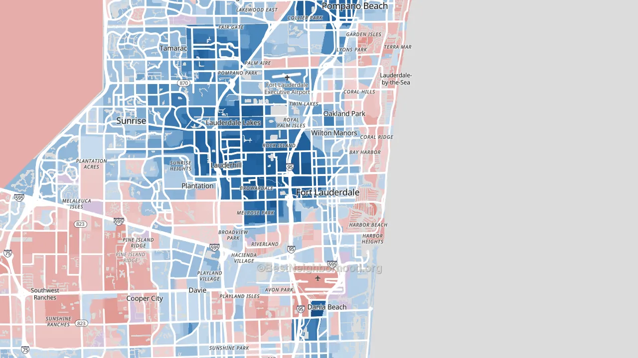Fort Lauderdale, FL block-group political-lean map