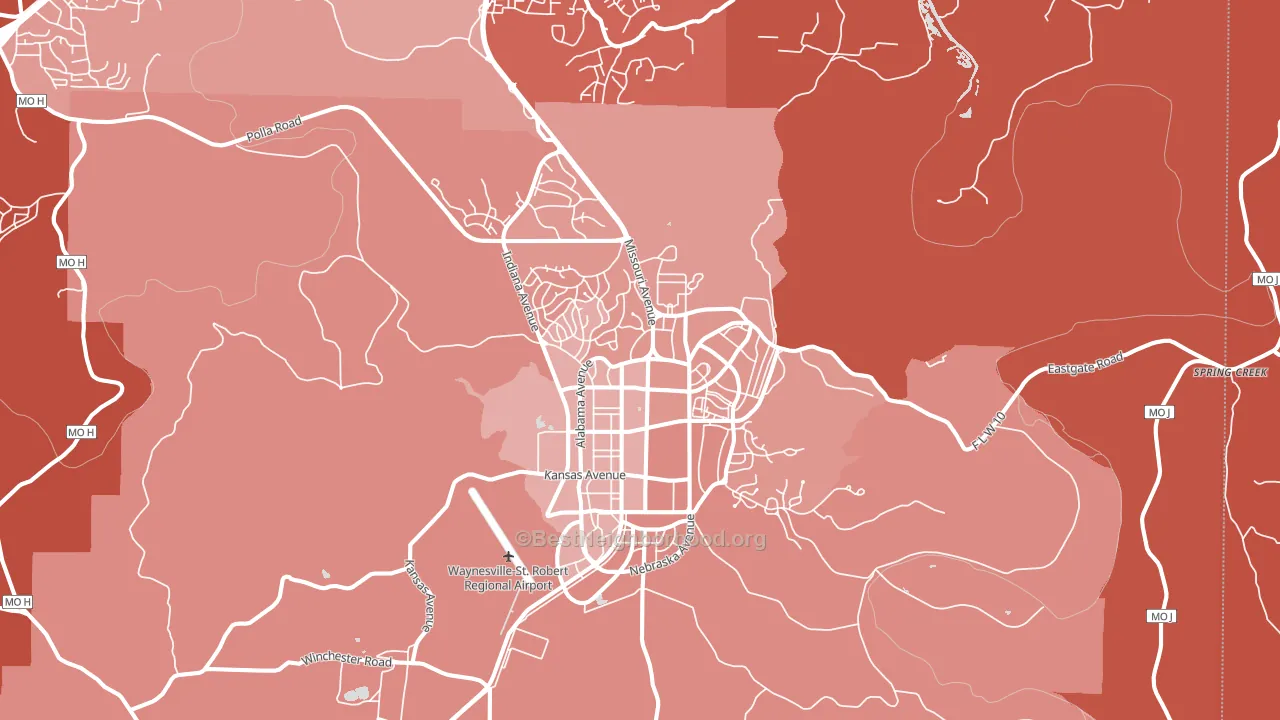 Fort Leonard Wood, MO block-group political-lean map