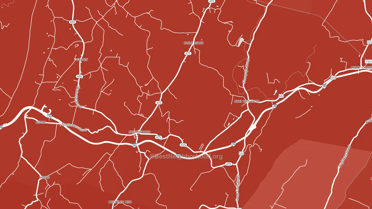 Fort Littleton, PA block-group political-lean map
