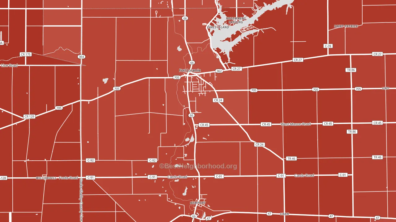 Fort Loramie, OH block-group political-lean map