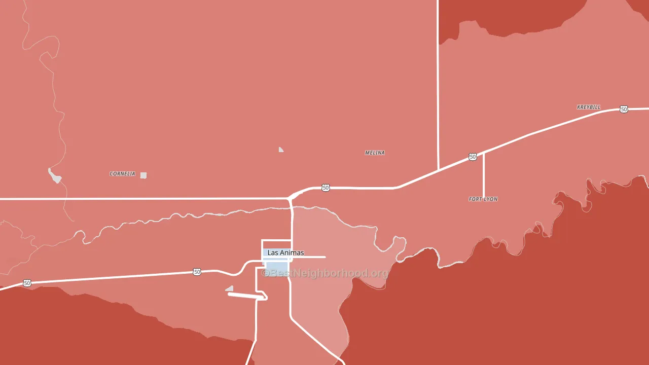 Fort Lyon, CO block-group political-lean map