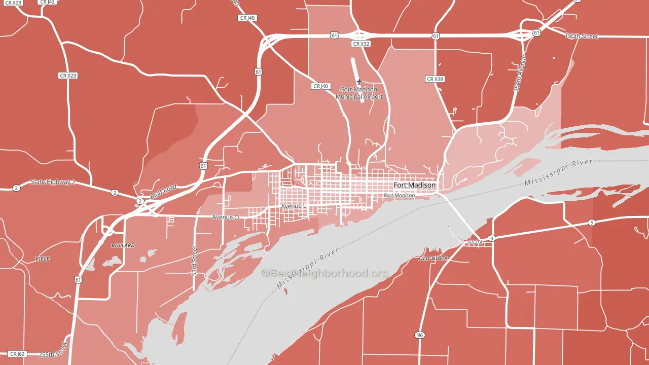 Fort Madison, IA block-group political-lean map