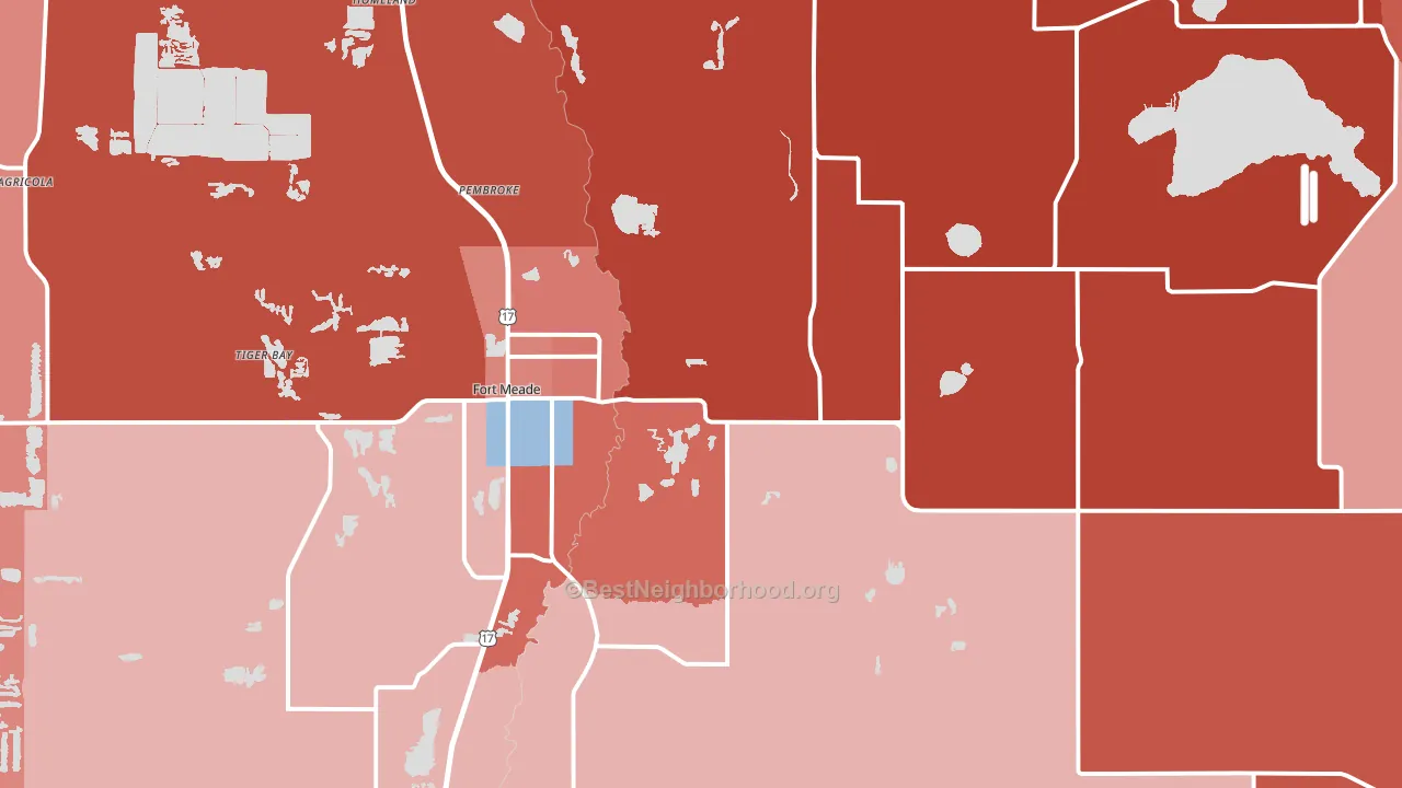 Fort Meade, FL block-group political-lean map
