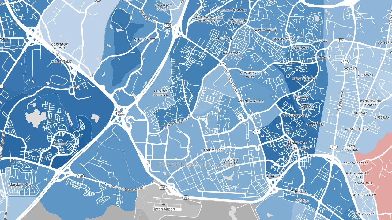 Fort Meade, MD block-group political-lean map
