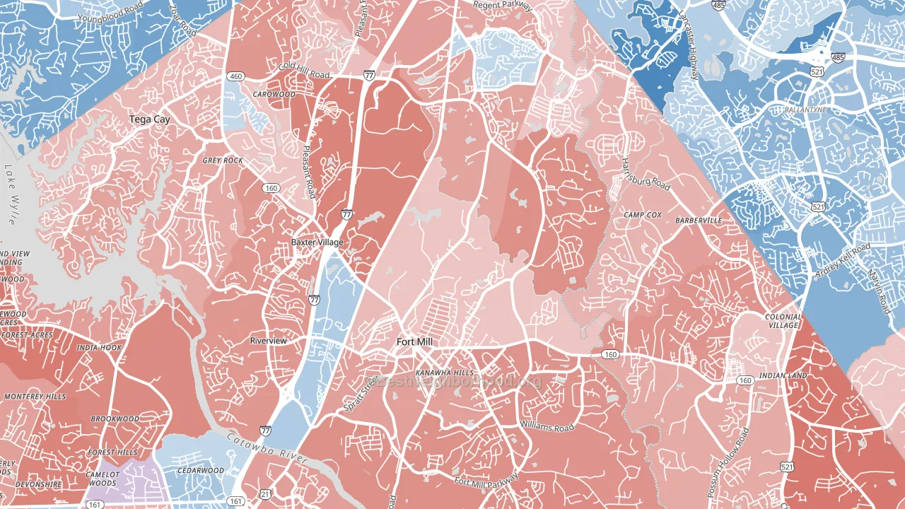 Fort Mill, SC block-group political-lean map