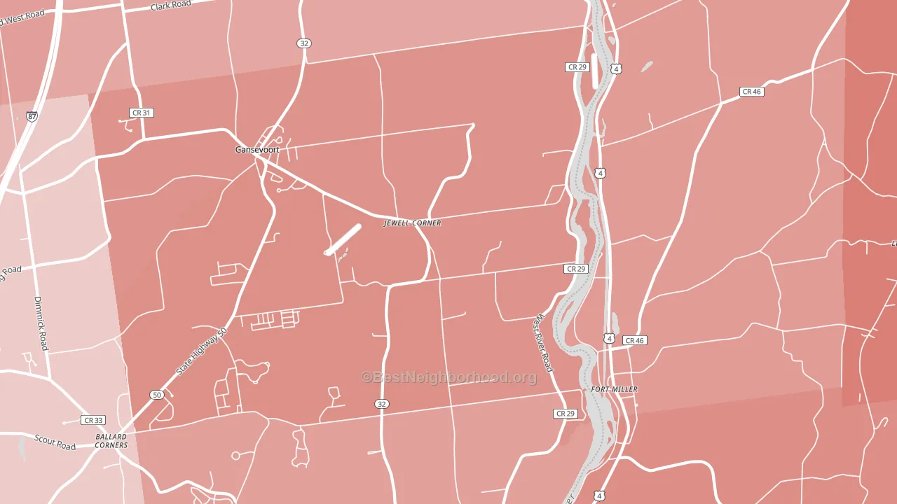 Fort Miller, NY block-group political-lean map