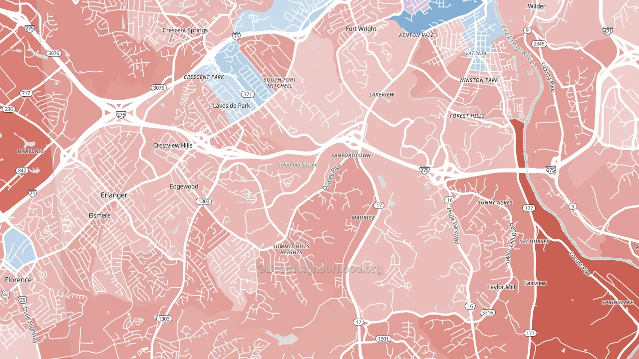 Fort Mitchell, KY block-group political-lean map