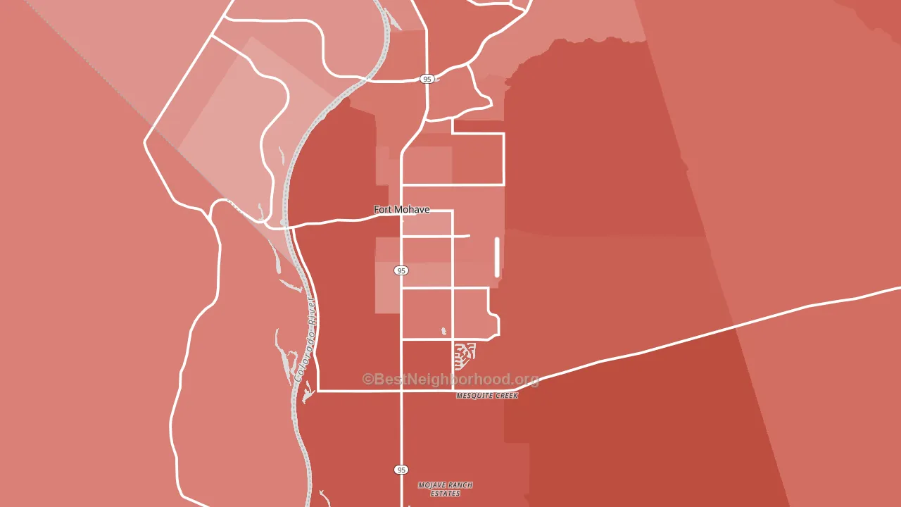 Fort Mohave, AZ block-group political-lean map