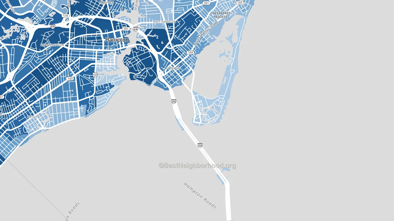 Fort Monroe, VA block-group political-lean map