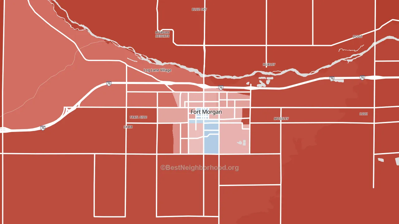 Fort Morgan, CO block-group political-lean map