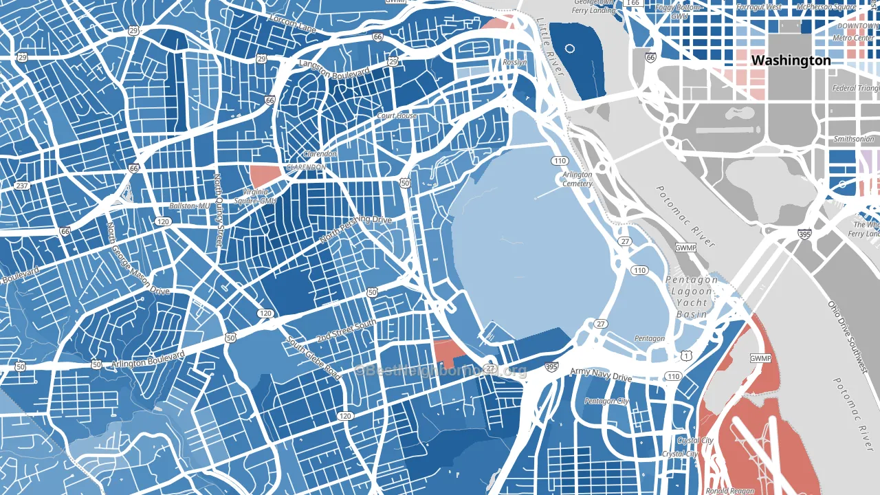 Fort Myer, VA block-group political-lean map