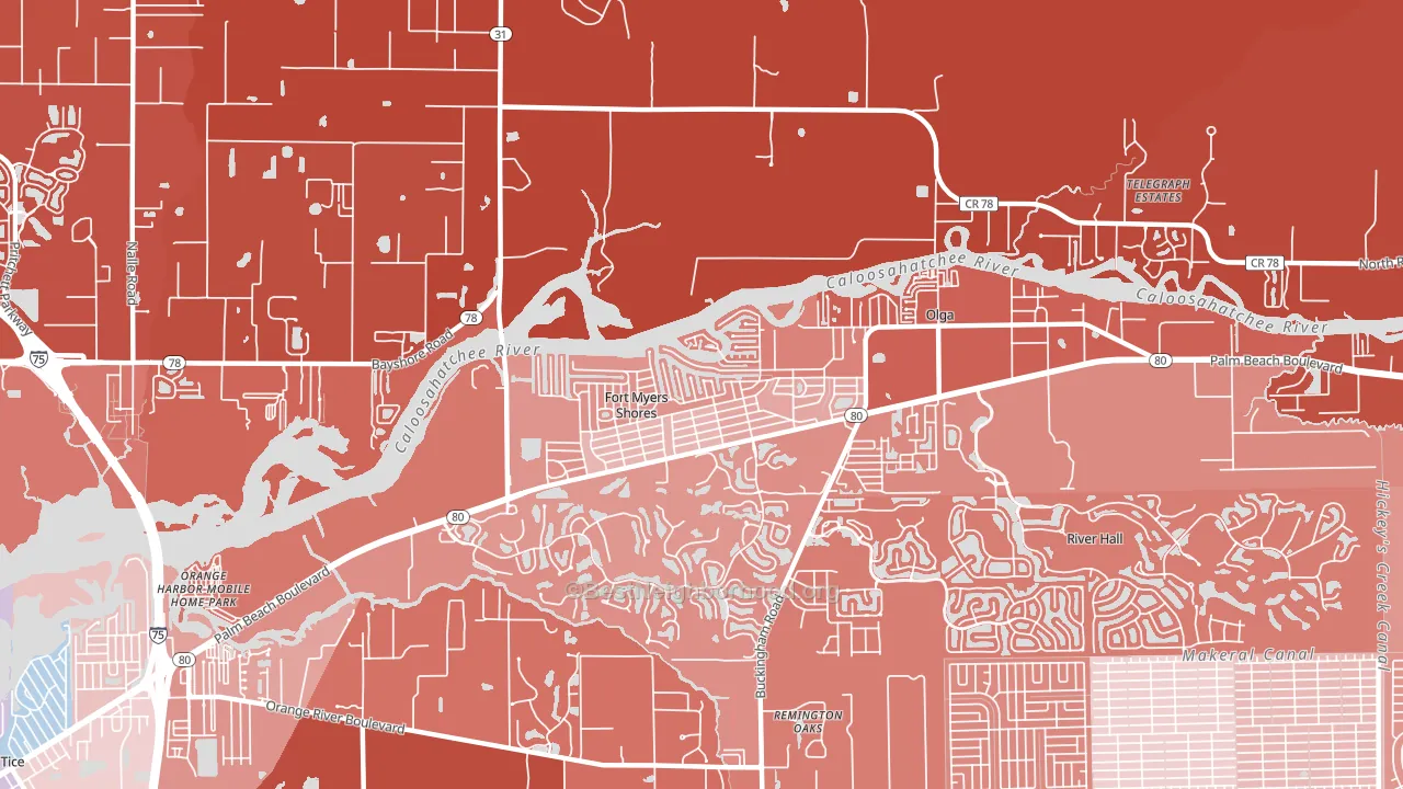 Fort Myers Shores, FL block-group political-lean map