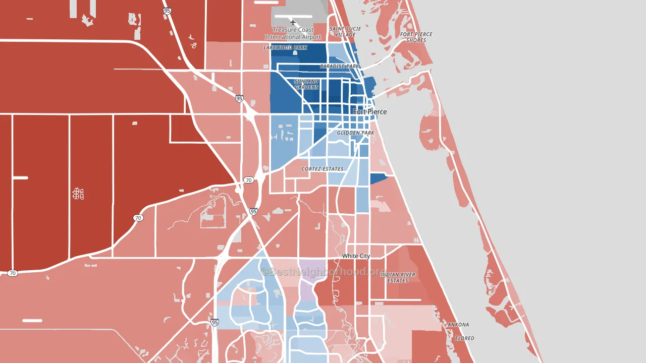 Fort Pierce, FL block-group political-lean map