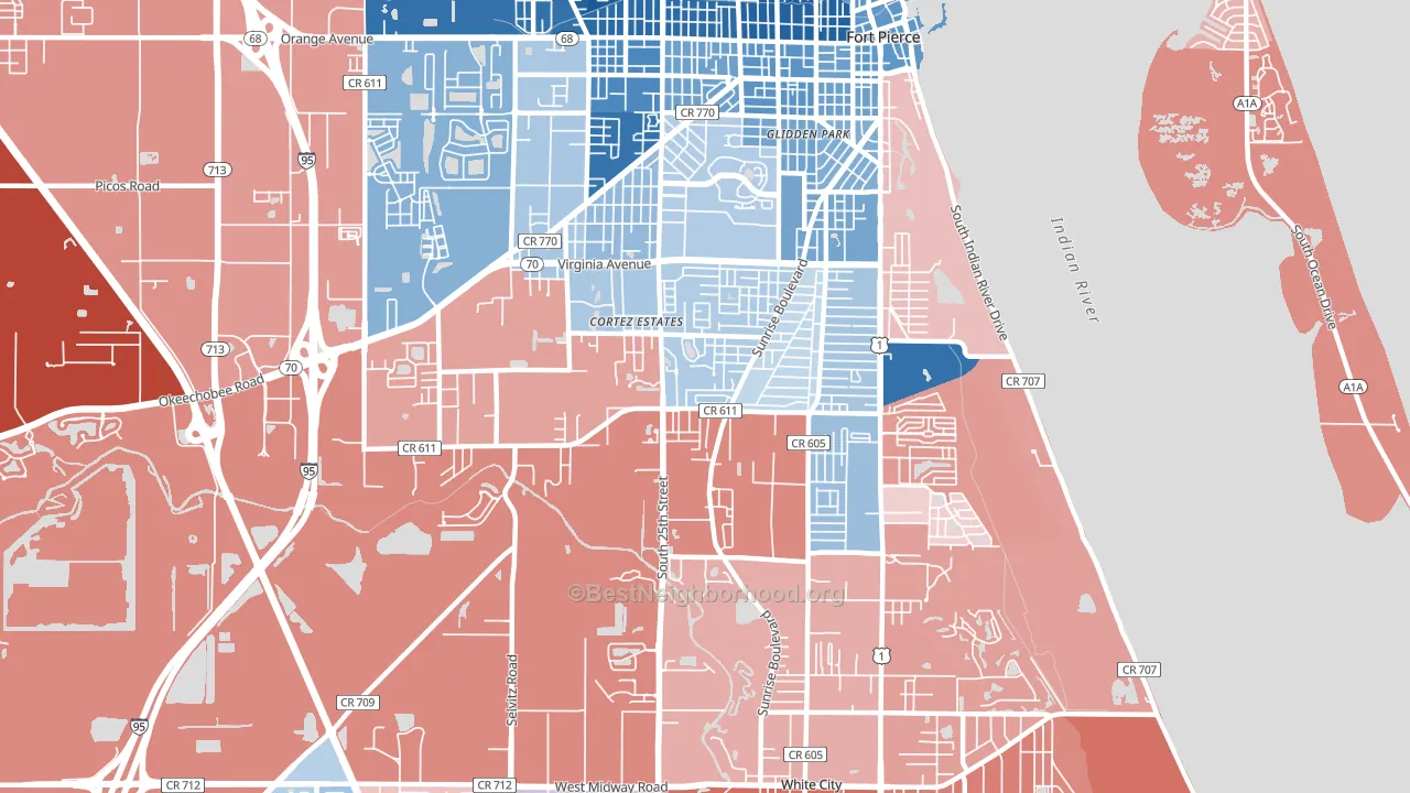 Fort Pierce South, FL block-group political-lean map