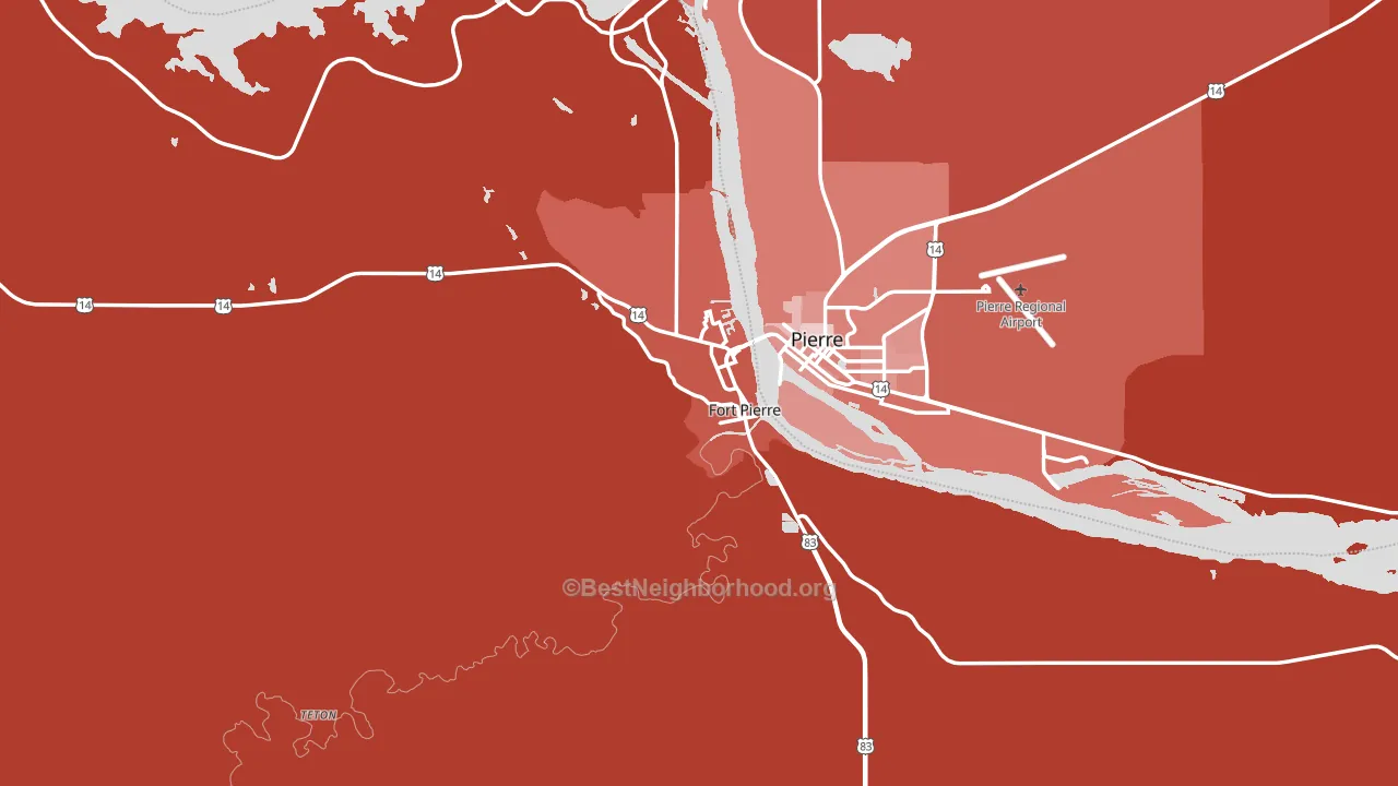Fort Pierre, SD block-group political-lean map
