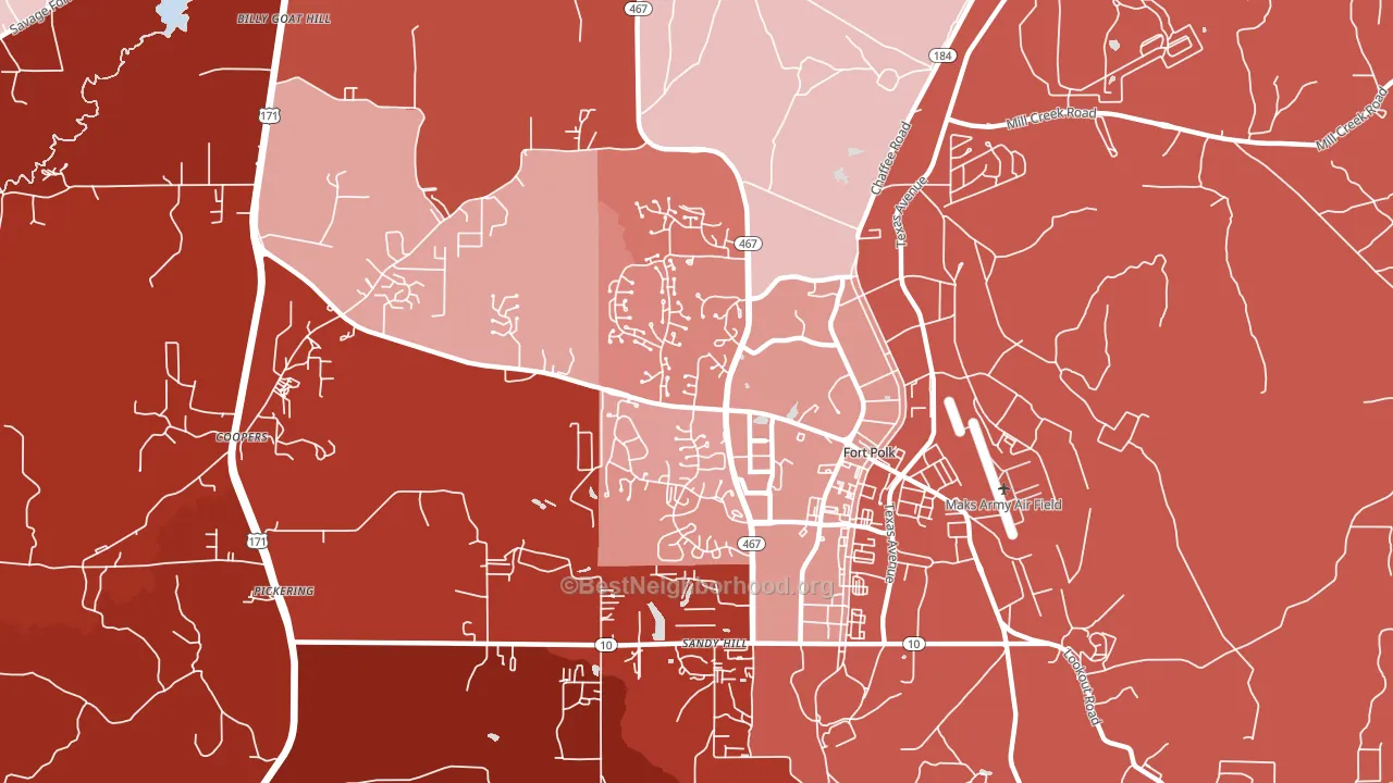 Fort Polk South, LA block-group political-lean map