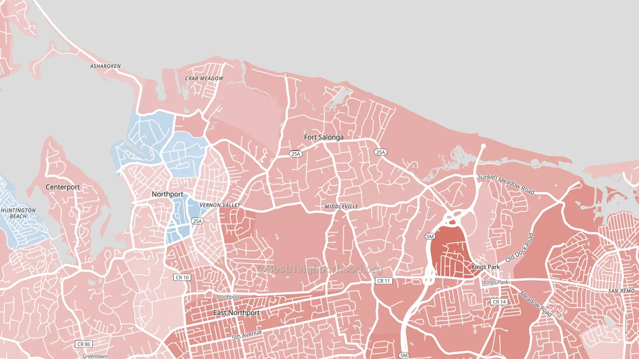 Fort Salonga, NY block-group political-lean map
