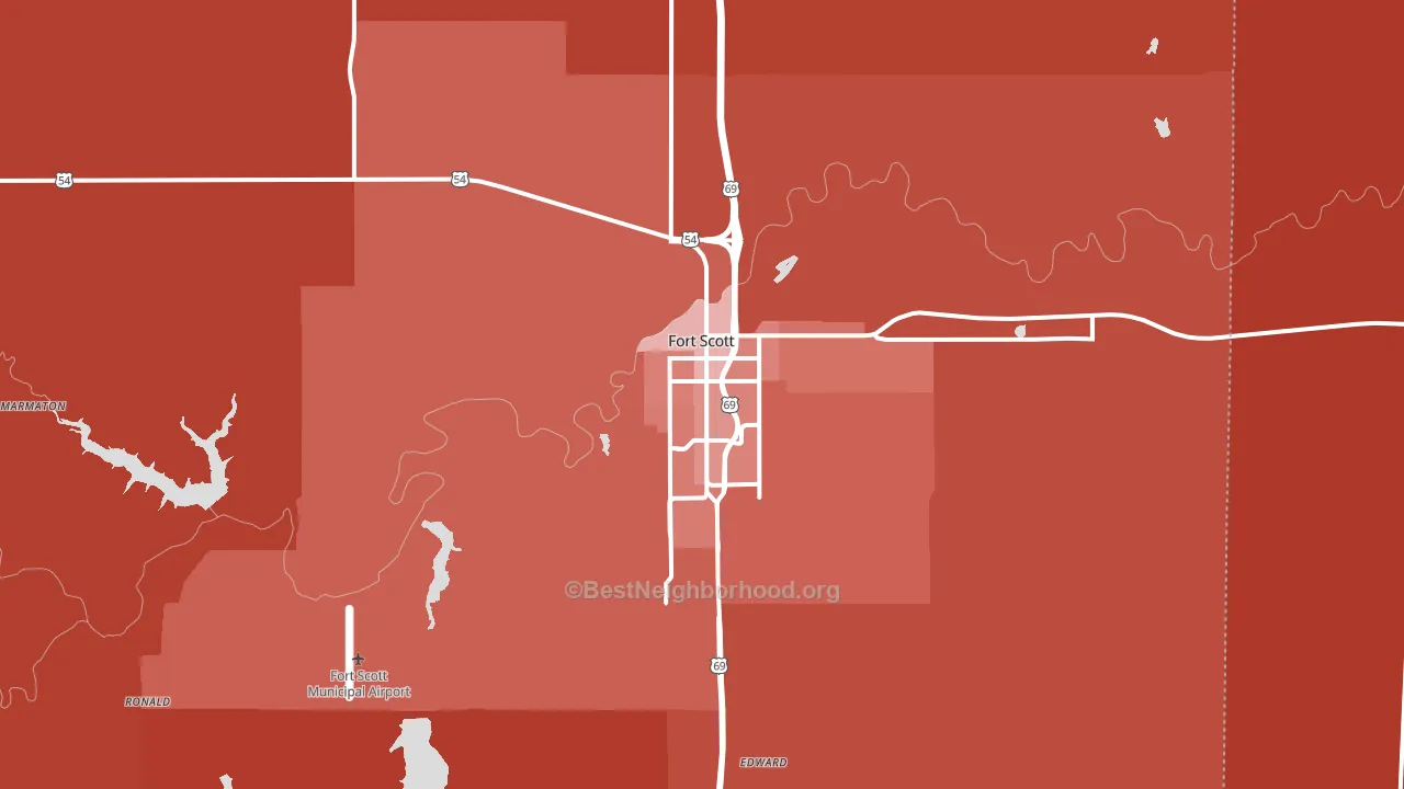 Fort Scott, KS block-group political-lean map