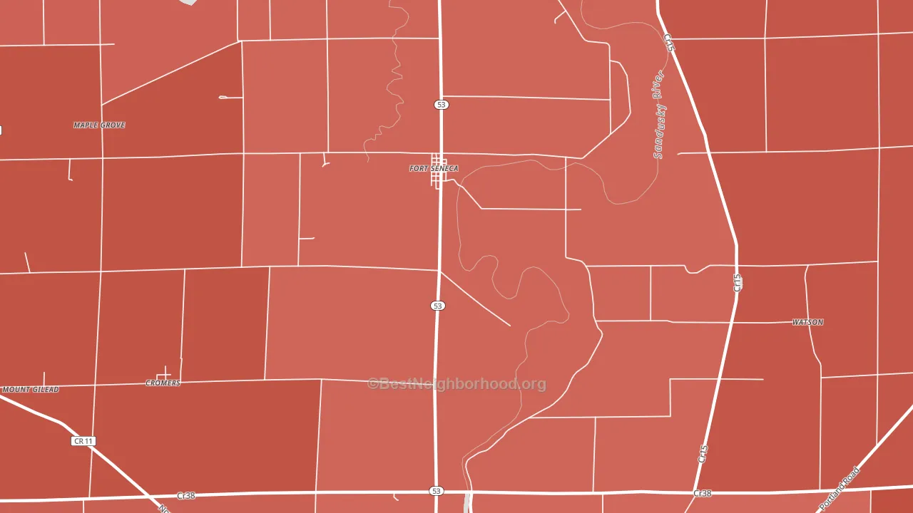 Fort Seneca, OH block-group political-lean map