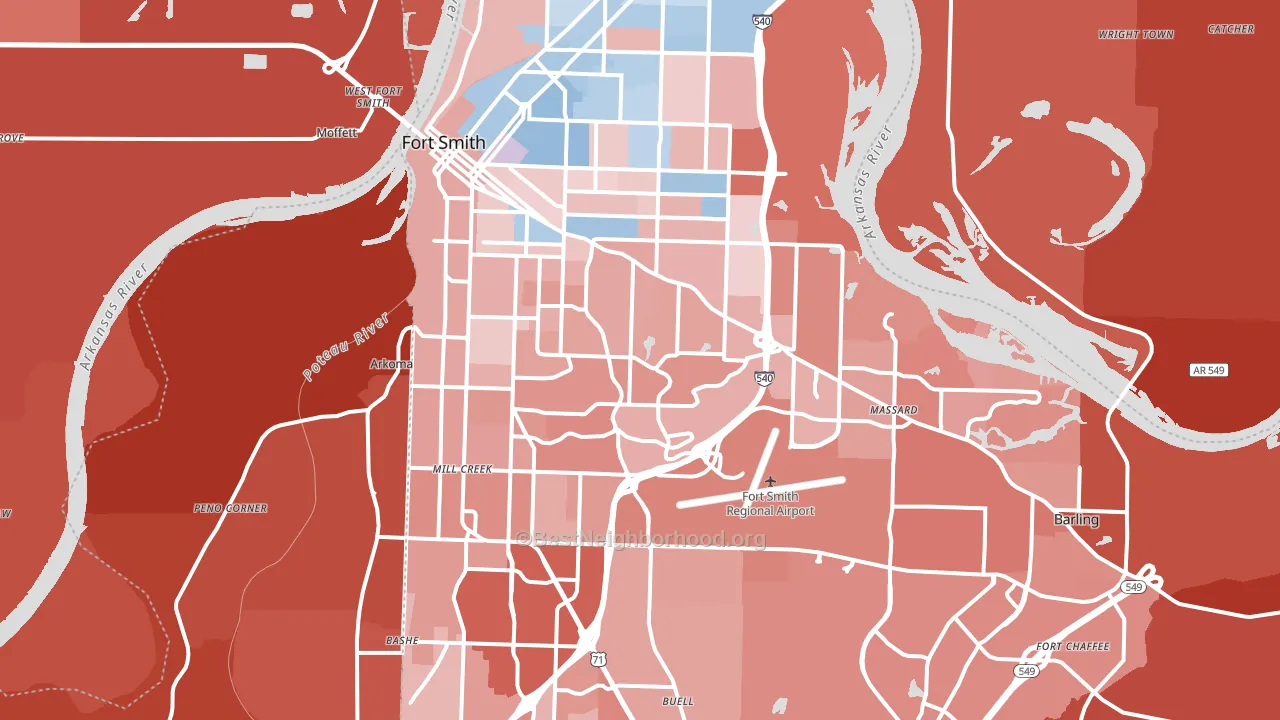 Fort Smith, AR block-group political-lean map