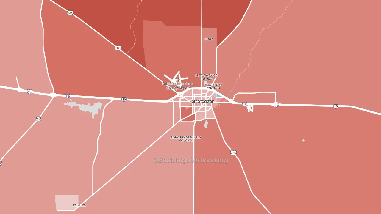 Fort Stockton, TX block-group political-lean map