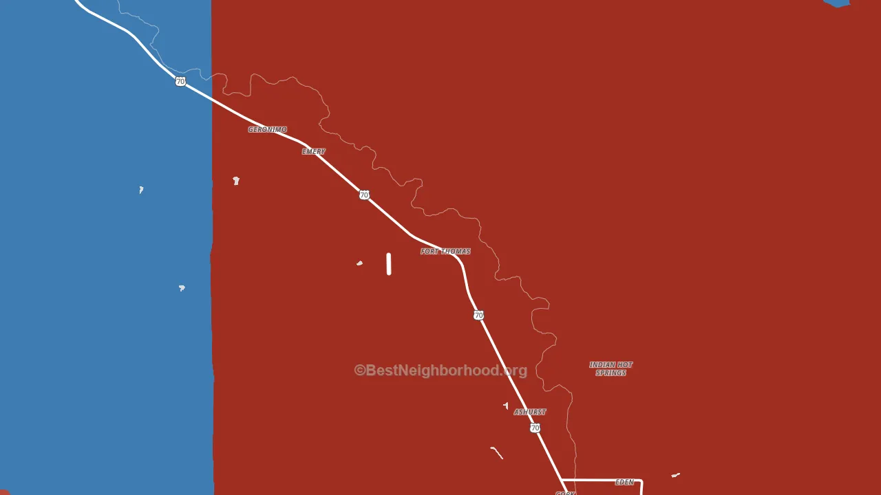 Fort Thomas, AZ block-group political-lean map