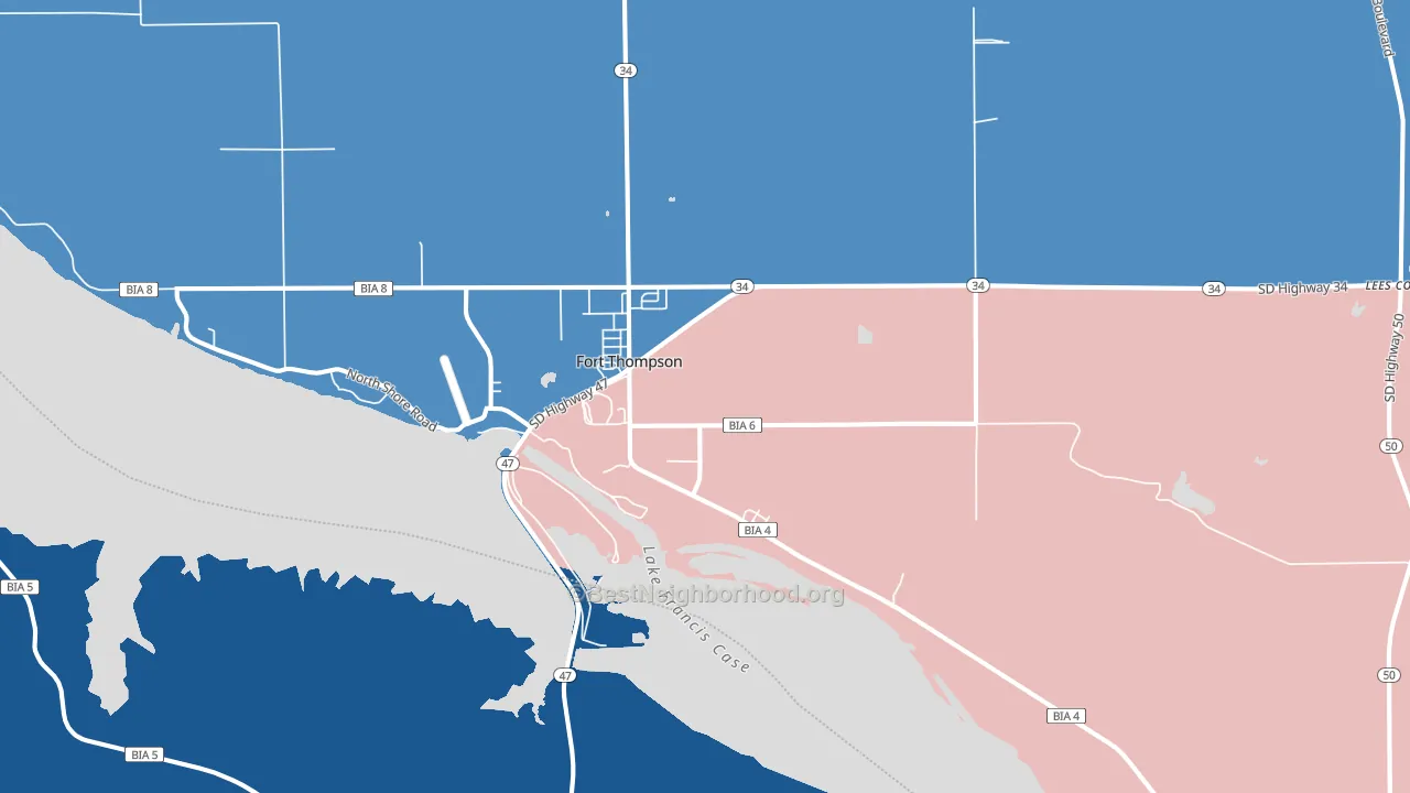 Fort Thompson, SD block-group political-lean map