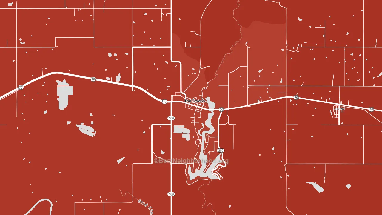 Fort Towson, OK block-group political-lean map