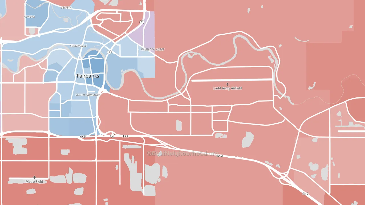 Fort Wainwright, AK block-group political-lean map