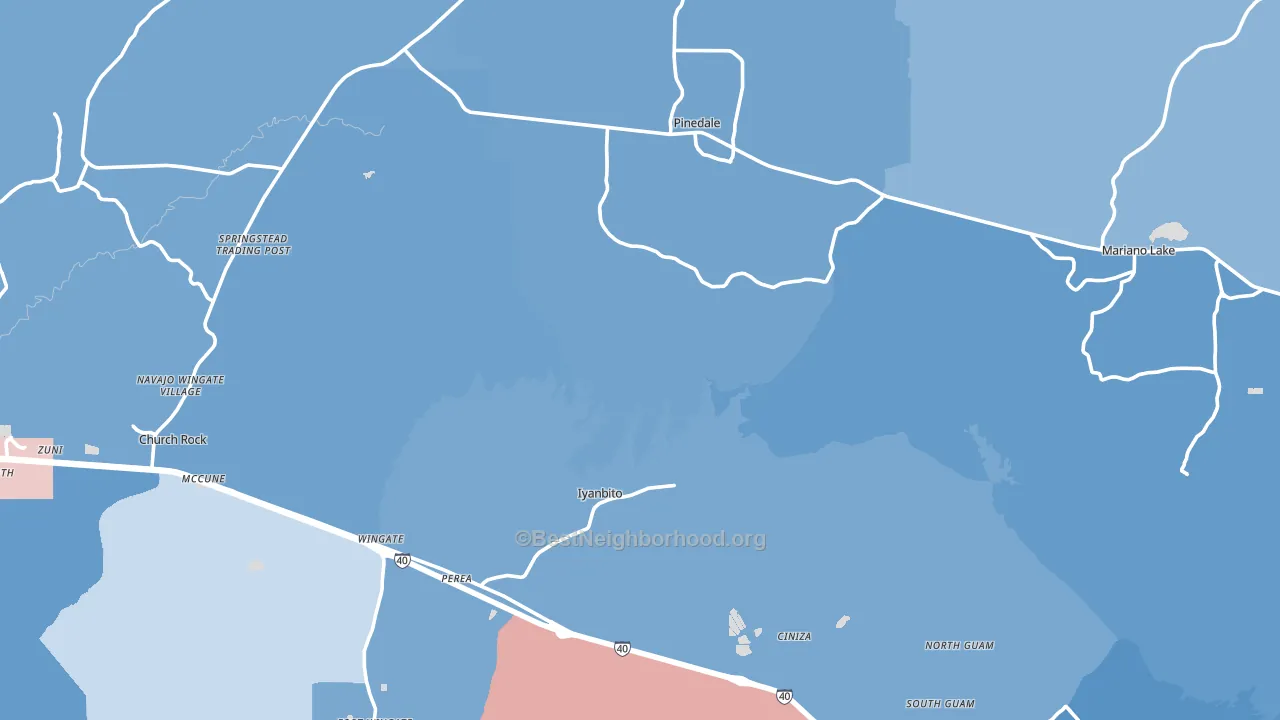 Fort Wingate, NM block-group political-lean map