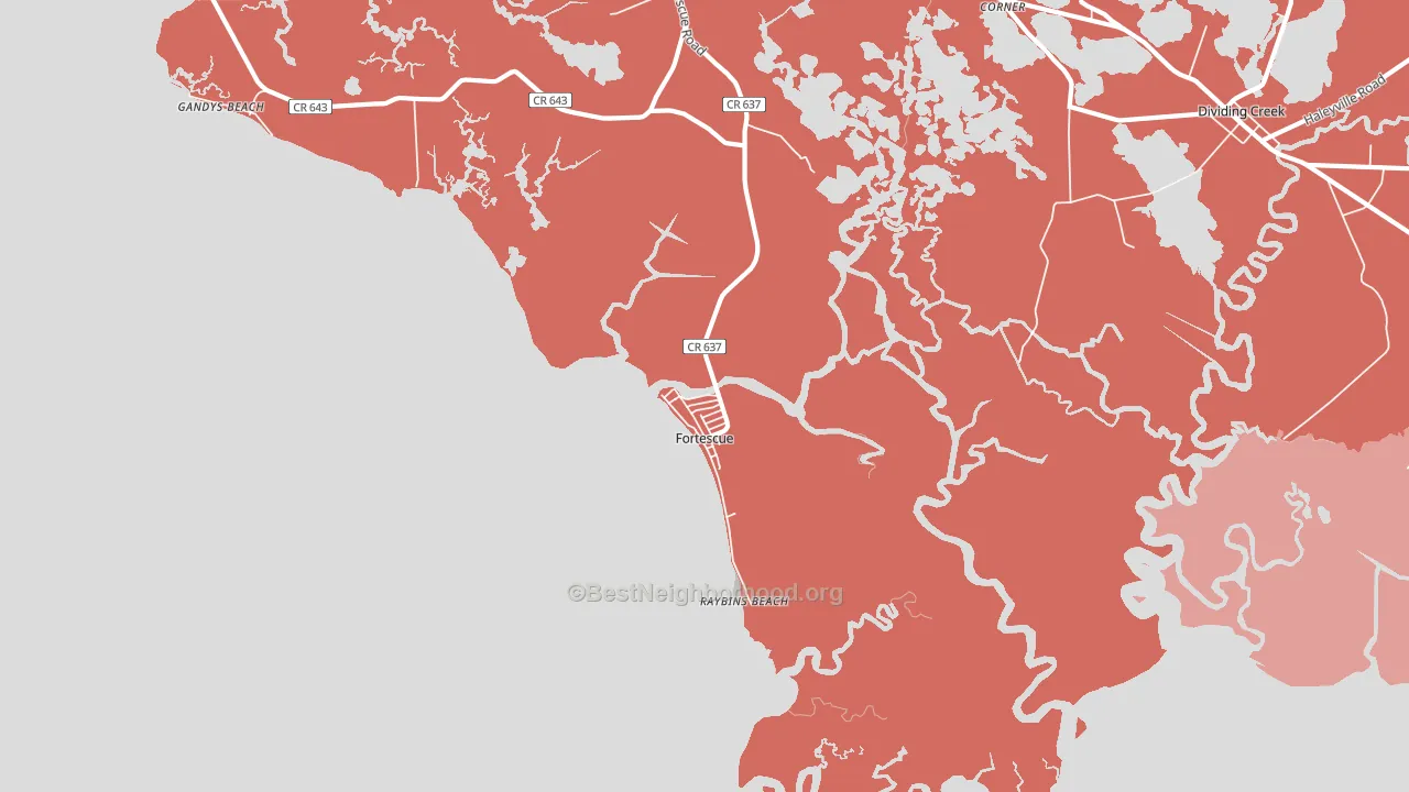 Fortescue, NJ block-group political-lean map