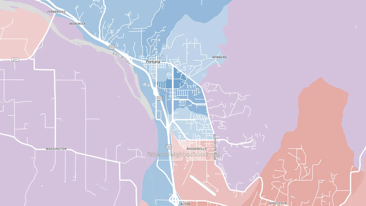 Fortuna, CA block-group political-lean map
