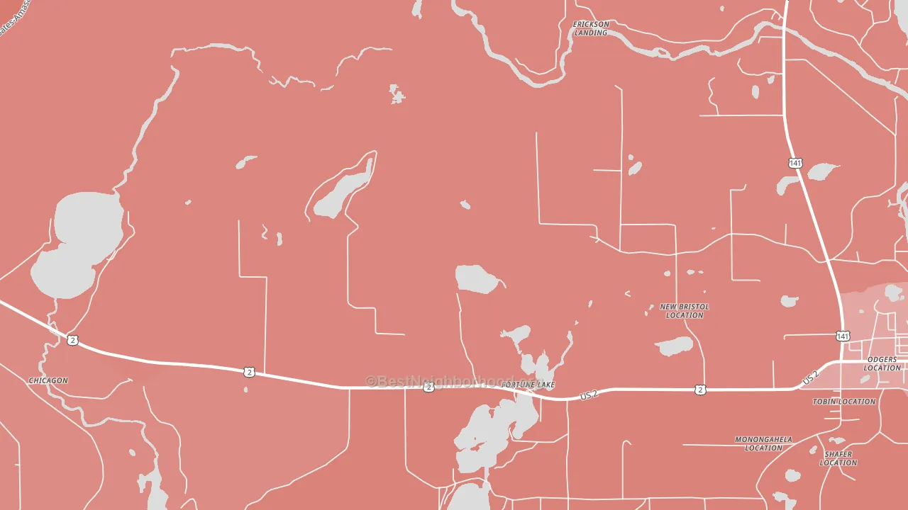 Fortune Lake, MI block-group political-lean map